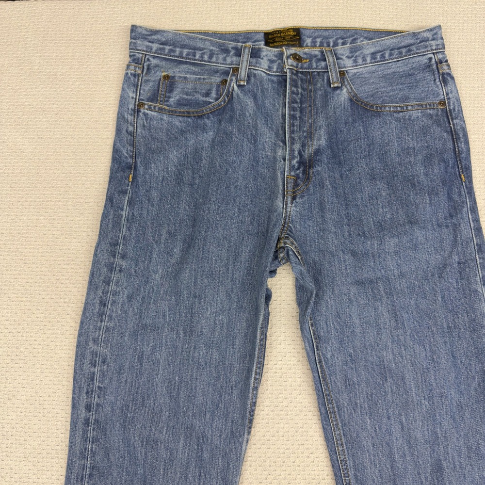 Filson Jeans Mens 34x34 Blue Denim Rail Splitter Made in USA 5 Pocket Workwear - Picture 3 of 10